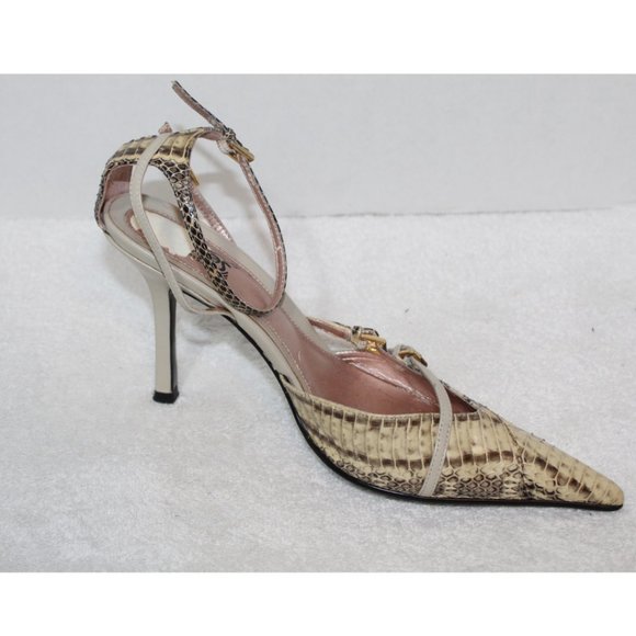Carlos Santana leather snakeskin pointed toe heels - Picture 3 of 12